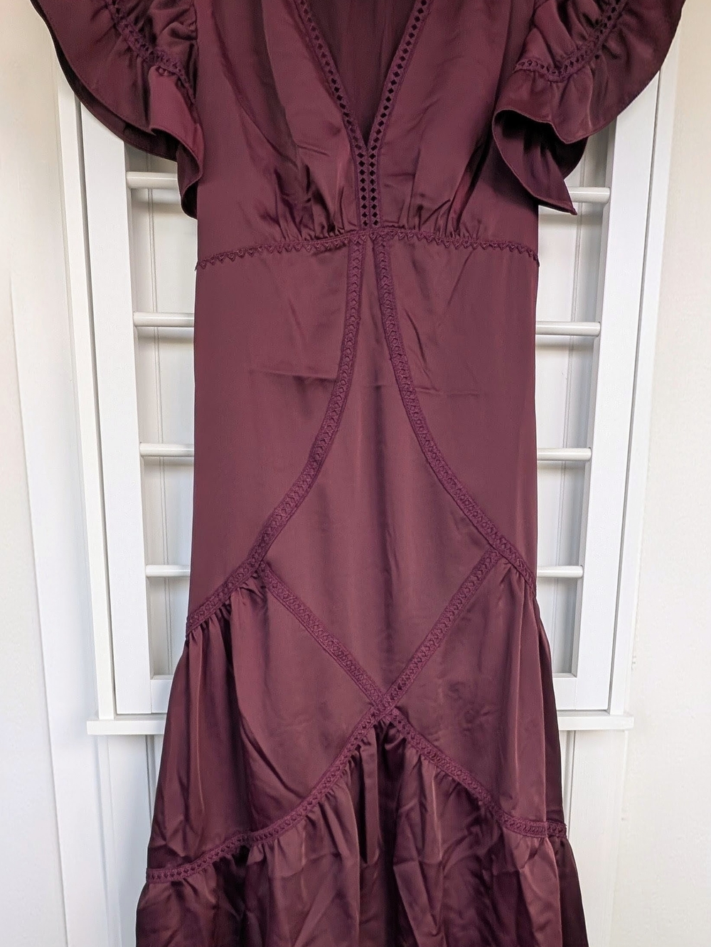 Max Studio Ruffle-Sleeve Maxi Dress in Wine